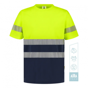 Camiseta de manga corta de alta visibilidad combinada banda segmentada GLAM HV