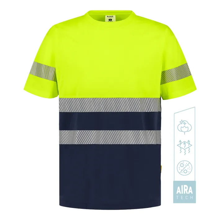 Camiseta de manga corta de alta visibilidad combinada banda segmentada GLAM HV
