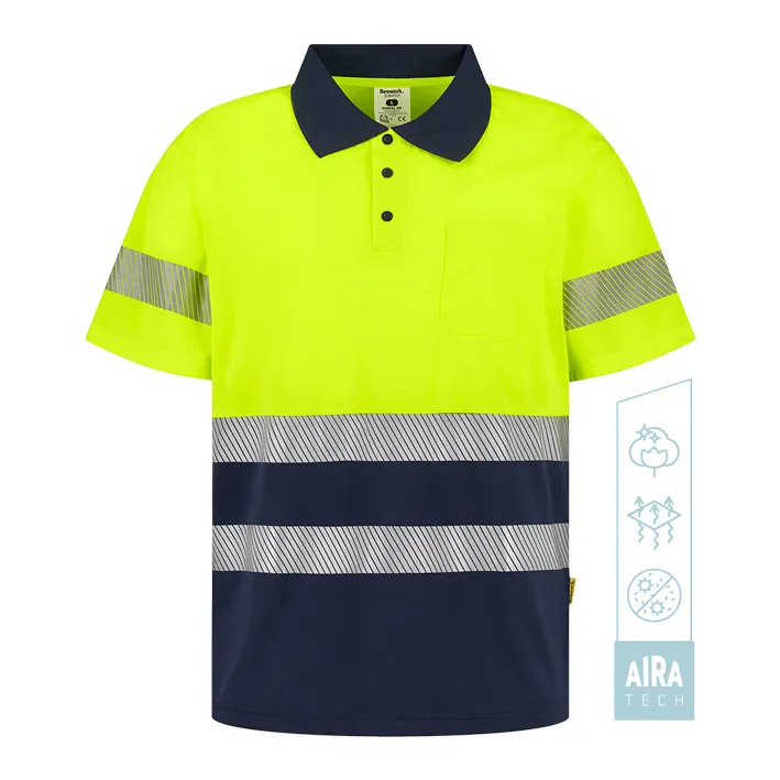 Polo de manga corta de alta visibilidad combinado banda segmentada GOSPEL HV